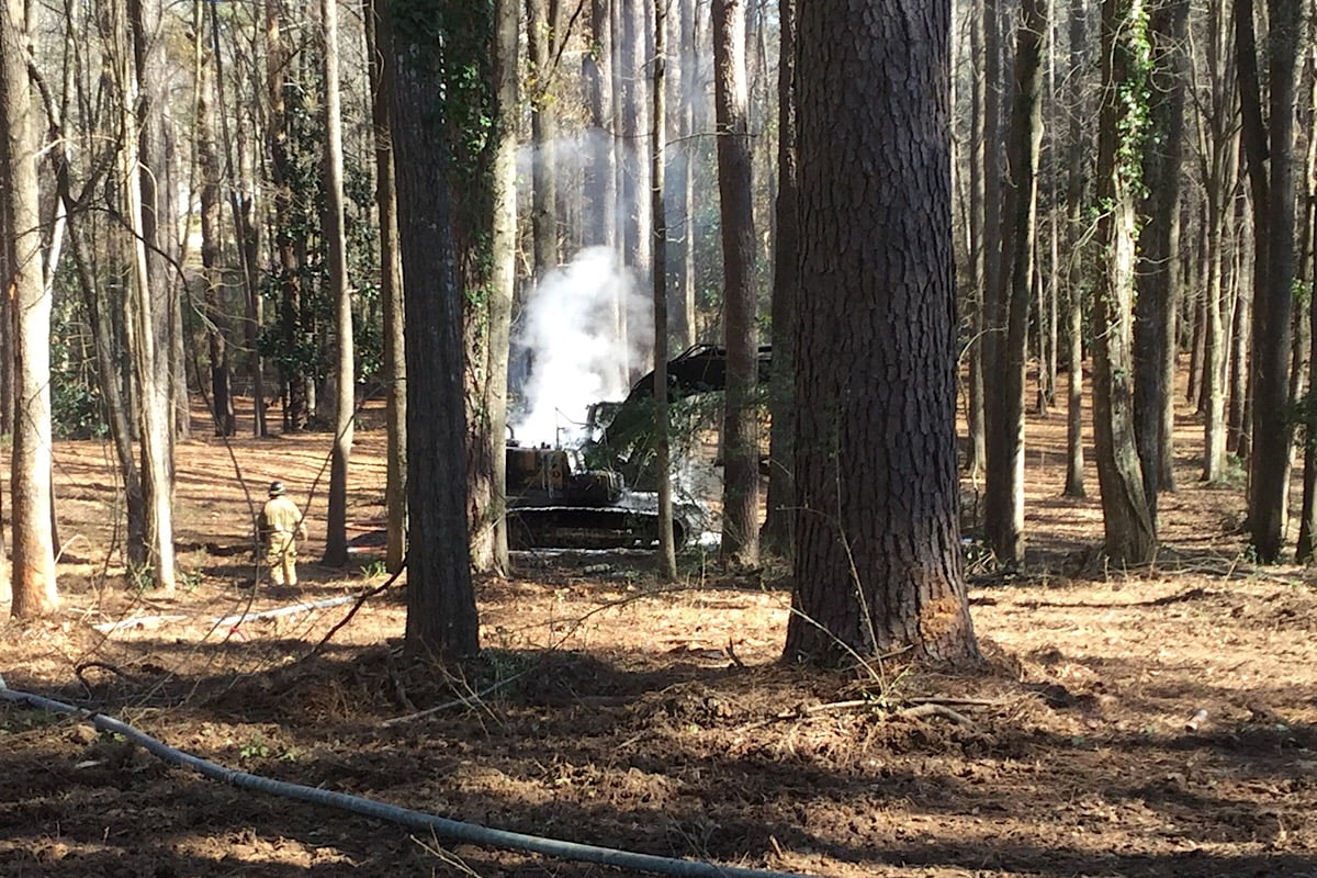 Trackhoe catches fire on Huntington Street (video)