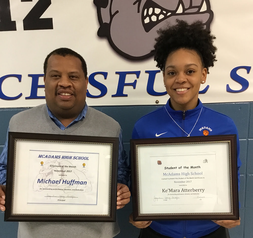 McAdams High School names student and teacher of the month