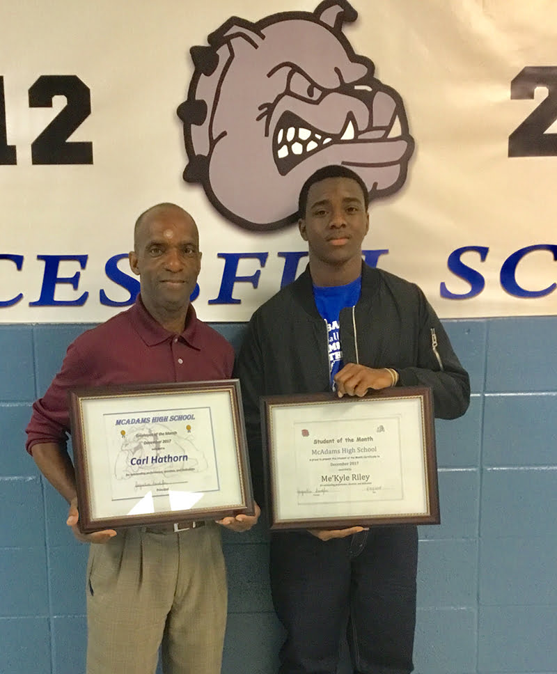 McAdams High School names student and teacher of the month