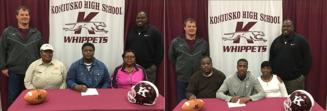 Two whippets sign to play community college football