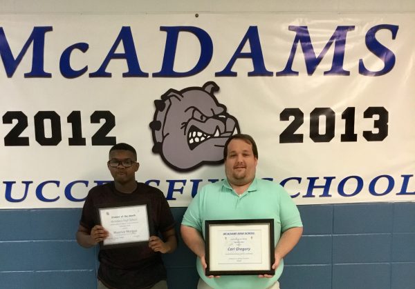 McAdams High School names student and teacher of the month