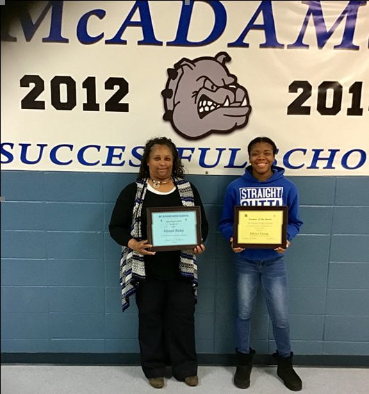 McAdams High School names student and teacher of the month