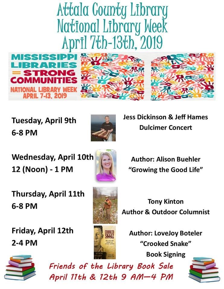 Attala County Library announces programs for National Library Week