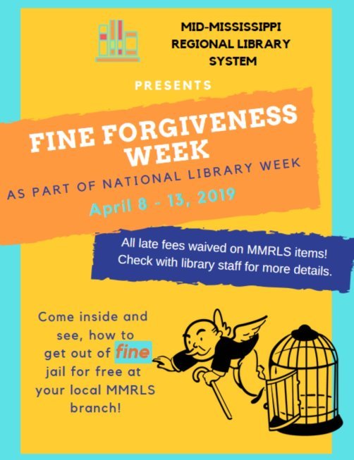 Attala County Library announces Fine Forgiveness Week for April 8 – 13