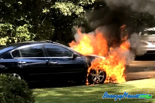Car Fire Reported on Evergreen (Video)