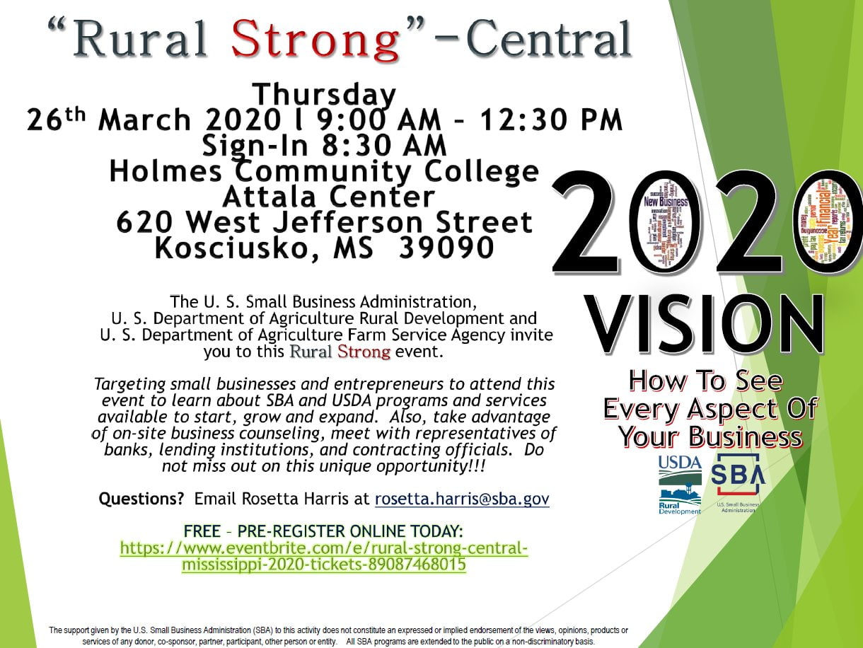 USDA and SBA bringing “Rural Strong” event to Kosciusko