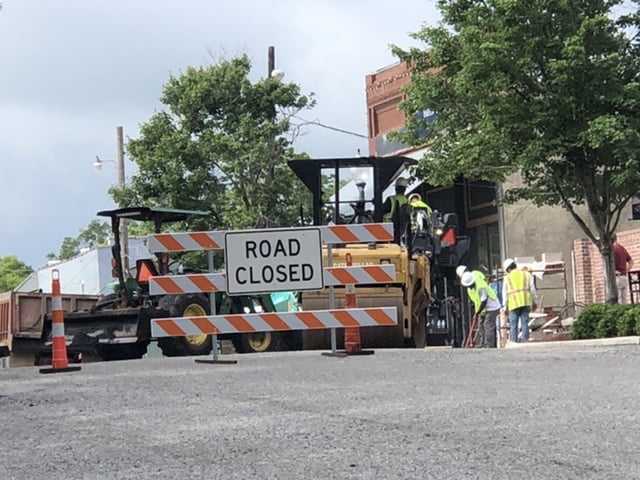 Photo: Repaving resumes on the square in downtown Kosciusko