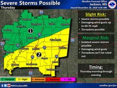 Severe weather possible for New Year’s Eve