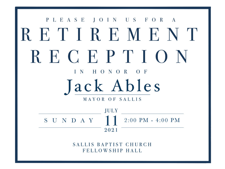 Retirement reception announced for longtime Sallis Mayor Jack Ables