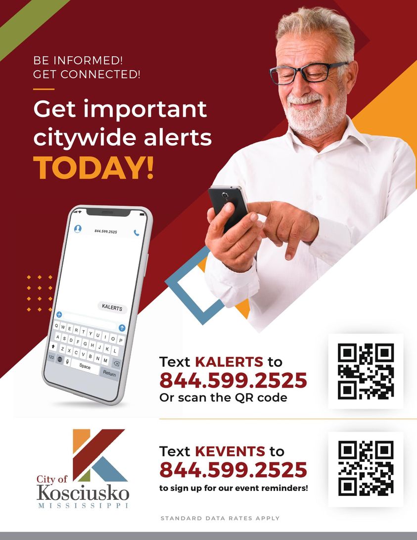 Sign up for text alerts from the City of Kosciusko
