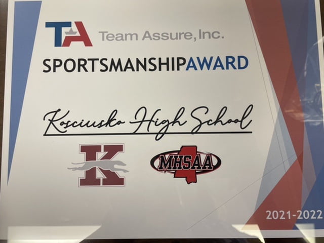 Kosciusko High School receives sportsmanship award from MHSAA