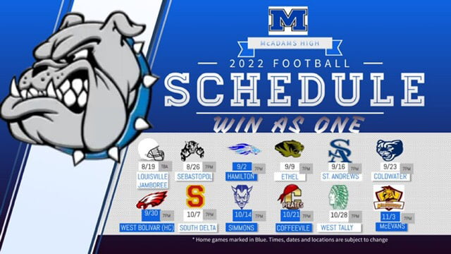 McAdams releases 2022 football schedule