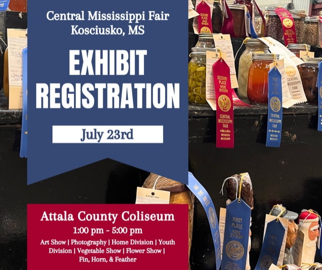 Central MS Fair – Exhibit Registration planned for July 23
