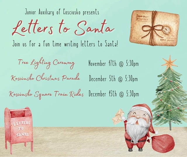 Kosciusko Junior Auxiliary hosting Letters to Santa drop off