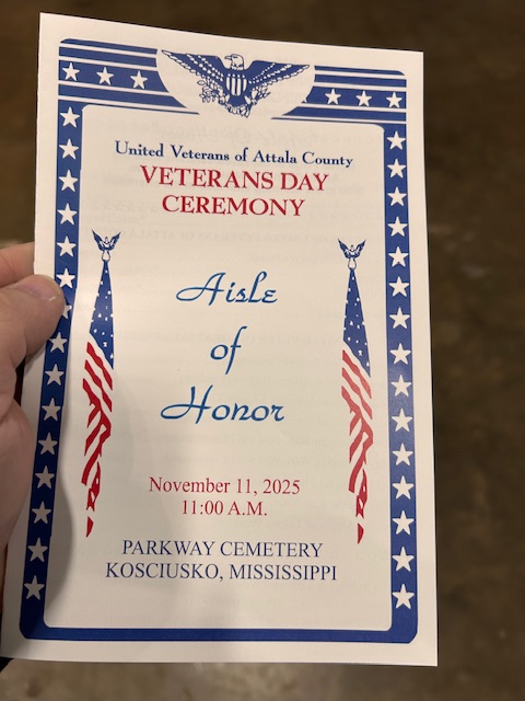 Veterans Honored with Ceremony at Attala County Coliseum