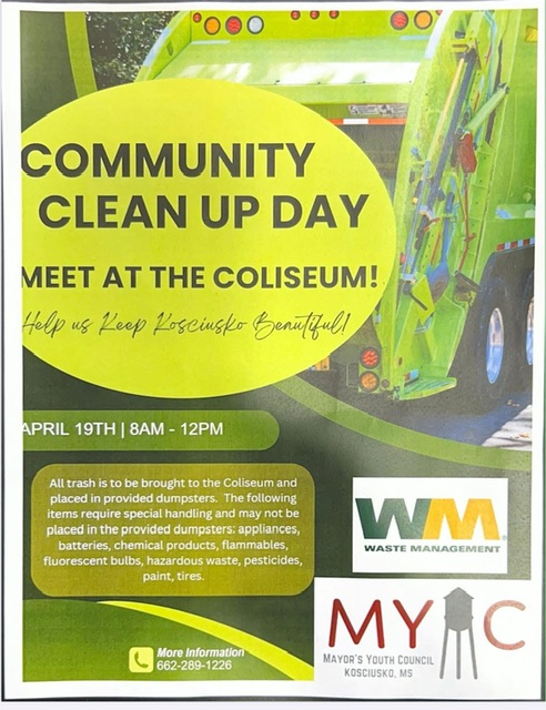 City of Kosciusko clean-up day set for Saturday, April 19