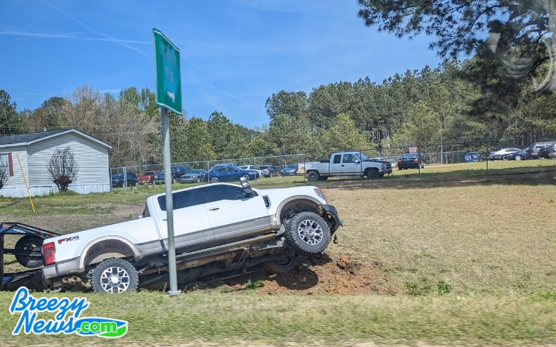 Truck Crashes into Ditch in Kosciusko