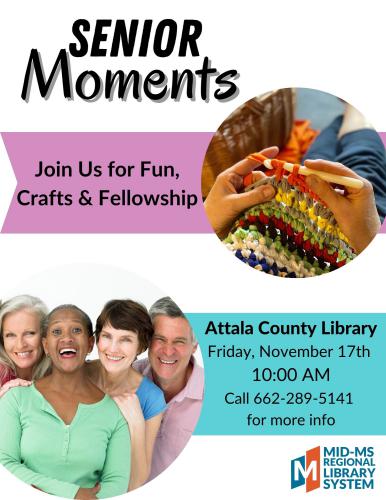Library Senior Moments event planned for Nov. 17