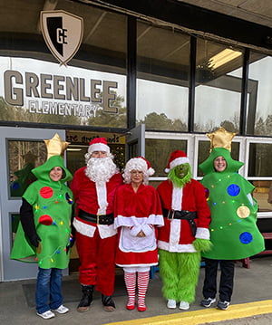 Photo: Christmas Characters Greet Greenlee Students Wednesday Morning