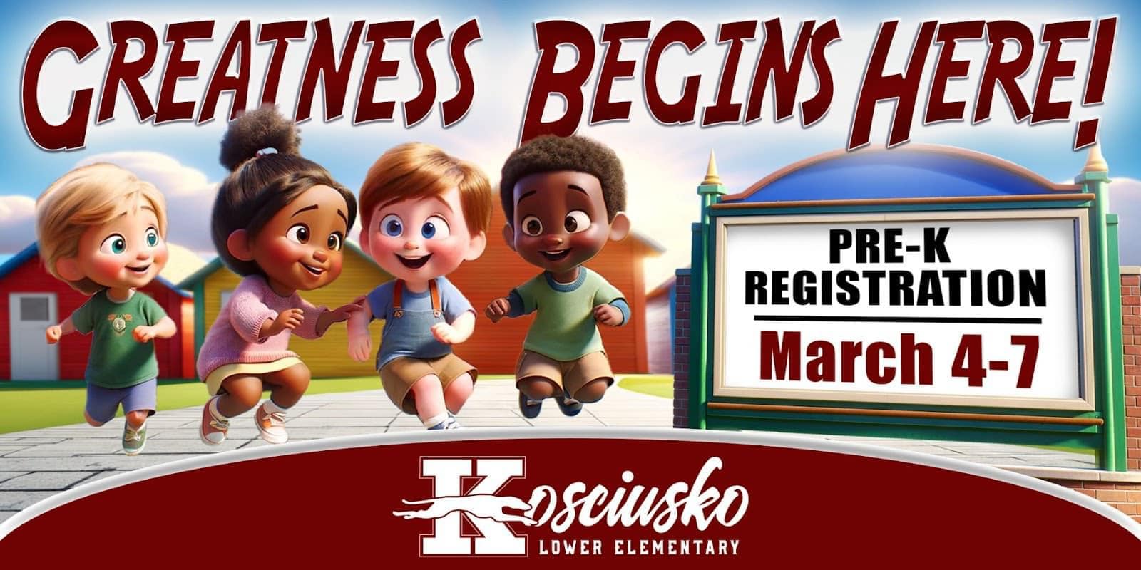 Kosciusko Lower Elementary Pre-K registration planned for March 4 – 7