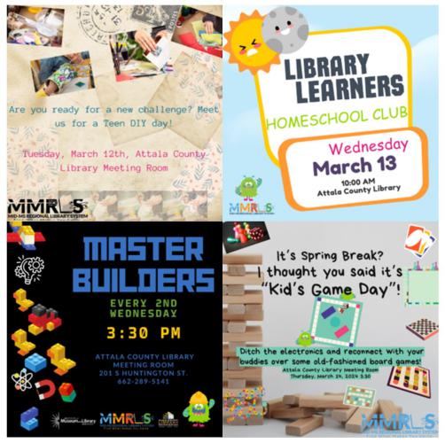 Attala County Library weekly schedule of events