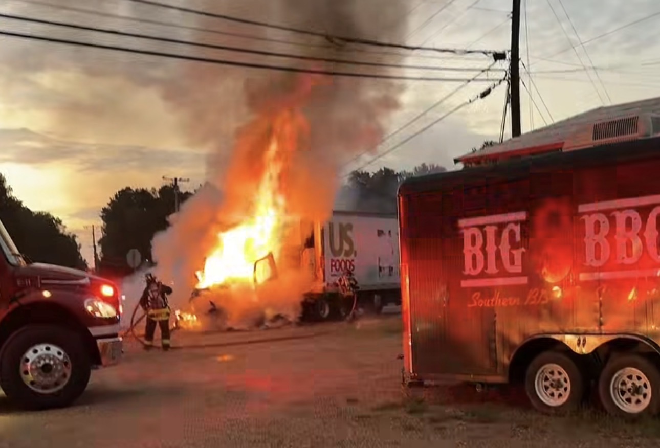 Semi Truck Catches Fire on Highway 35 in Kosciusko