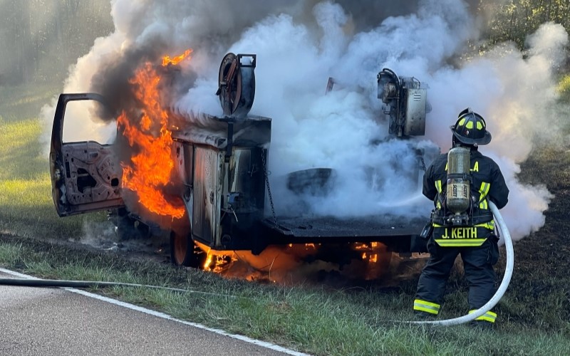 Truck Fire on Natchez Trace Near Ethel Friday Evening