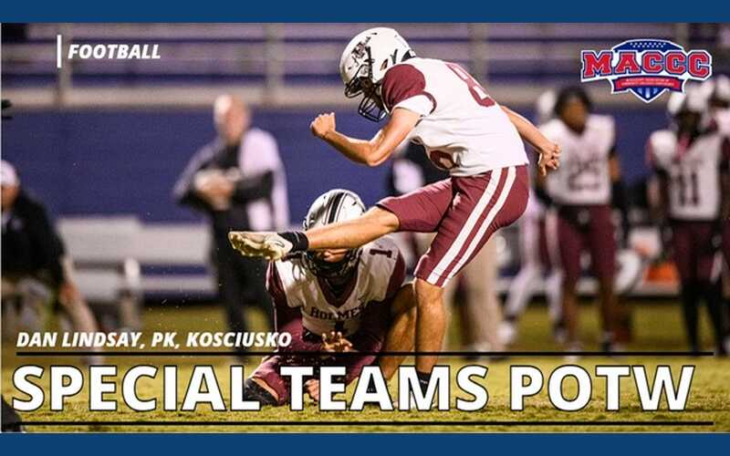 Kosciusko native named MACCC Special Teams Player of the Week
