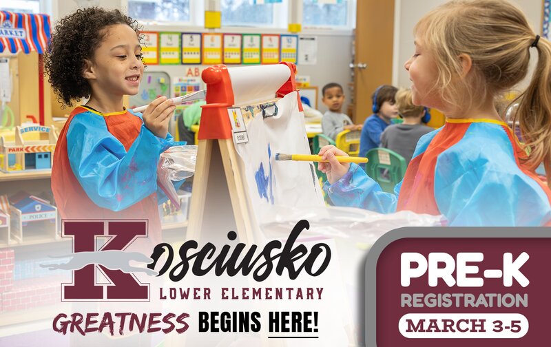 Kosciusko Lower Elementary Pre-K registration planned for March 3 – 5