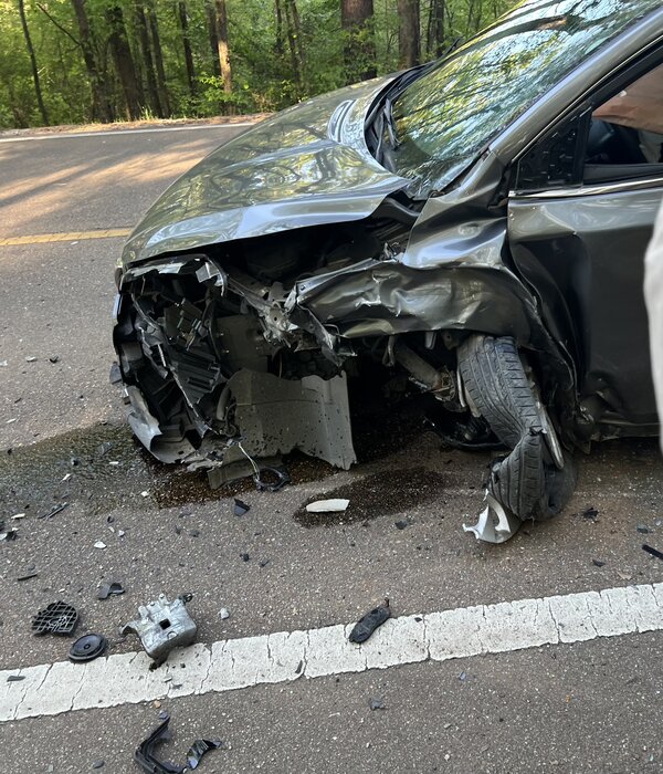 Head-On Collision Between Motorcycle and Car Leaves One Seriously Injured