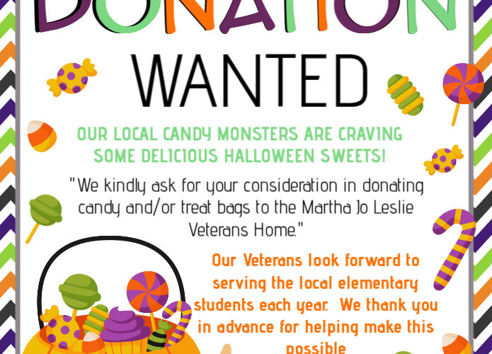 Martha Jo Leslie Veterans Home accepting Halloween candy donations