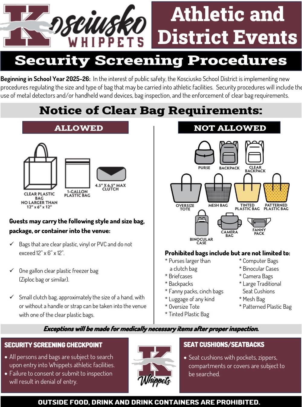 Kosciusko School District implements new Clear Bag Policy for athletic events