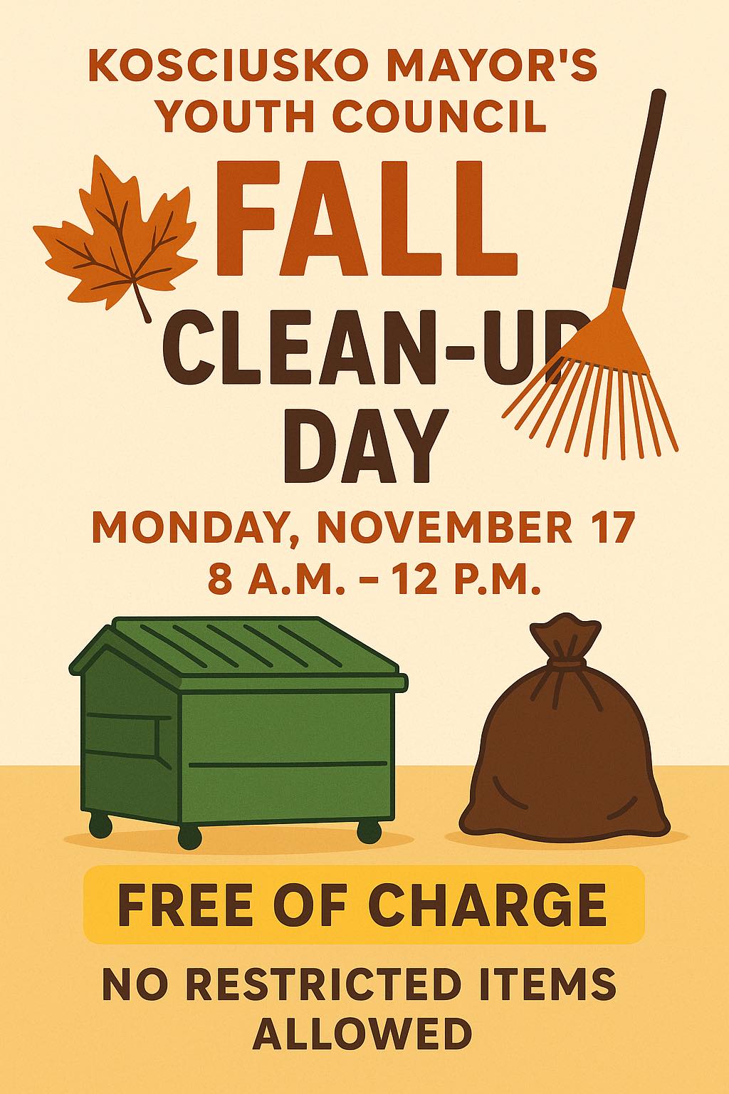 Happening today: Mayor’s Youth Council Leads Community Cleanup Day in Kosciusko