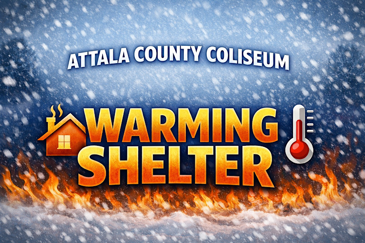 Update: Attala County Coliseum warming shelter to be open again Tuesday night