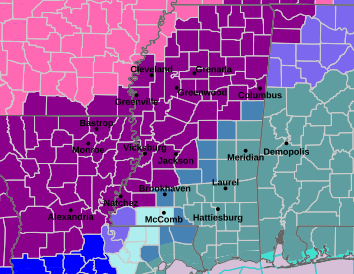 Ice Storm Warning Issued for Attala, Leake, Choctaw and Winston Counties, Winter Weather Advisory for Neshoba
