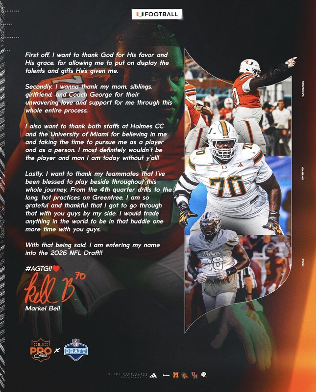 Former Holmes CC lineman declares for 2026 NFL