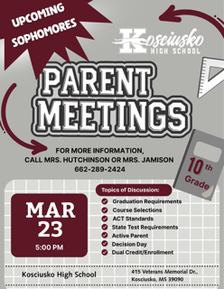 Kosciusko High School to Host Incoming Sophomore Parent Meeting