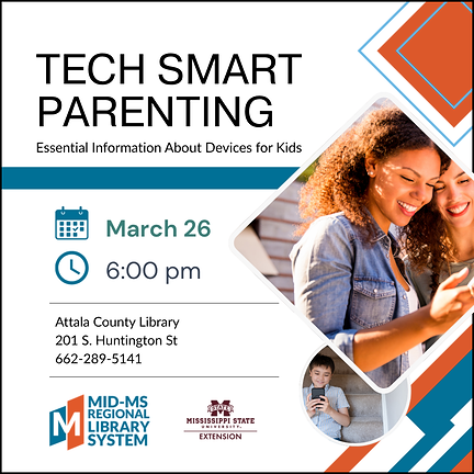 March 26: Attala County Library to host Workshop on Kids and Phones
