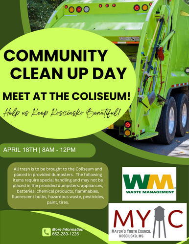 City of Kosciusko clean-up day set for Saturday, April 18