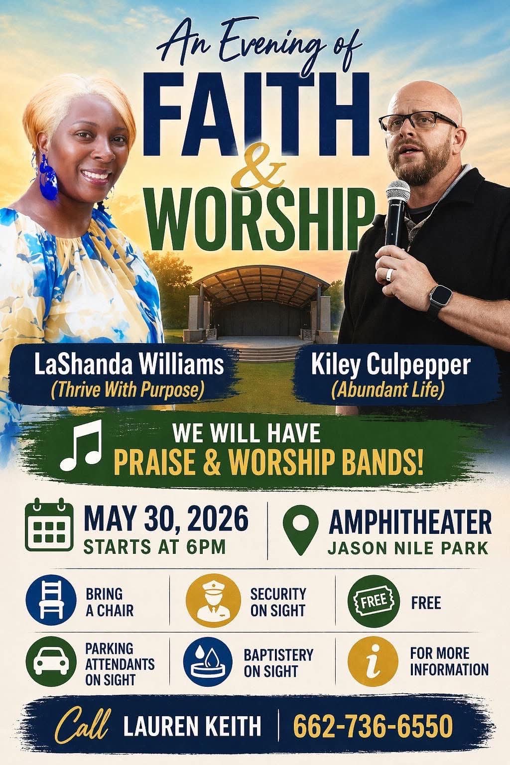 “An Evening of Faith & Worship” Set for May 30 at Jason Niles Park Amphitheater