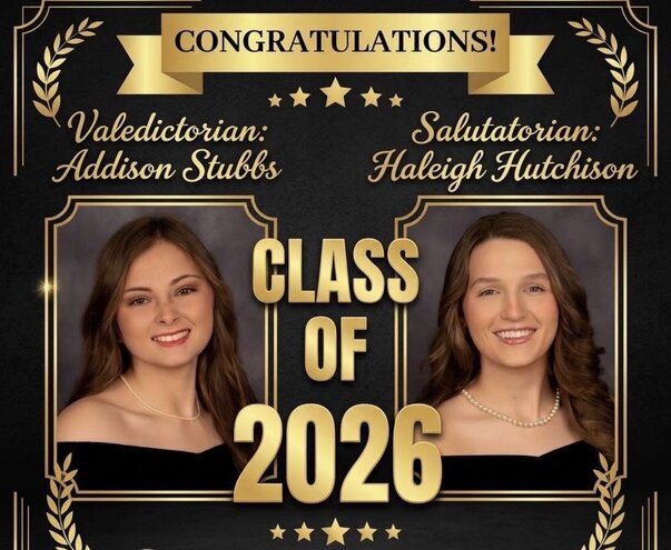 Ethel High School Announces Class of 2026 Valedictorian and Salutatorian