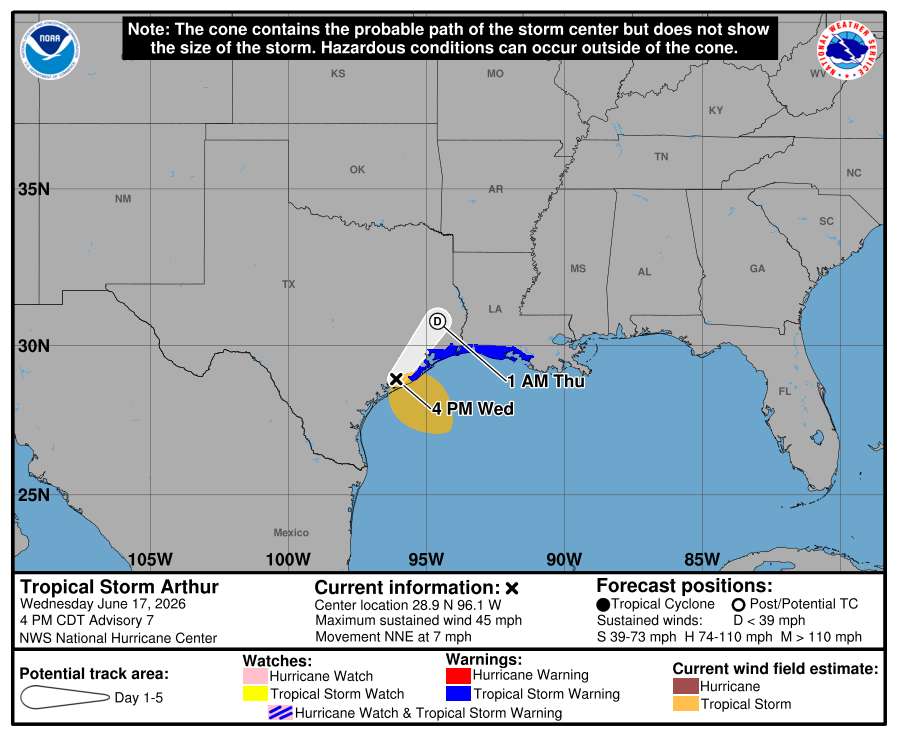 TS Arthur Forms, Heavy Rain Expected in MS