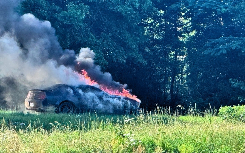 Car Destroyed in Fire Monday Morning on Hwy 12 West (photos)