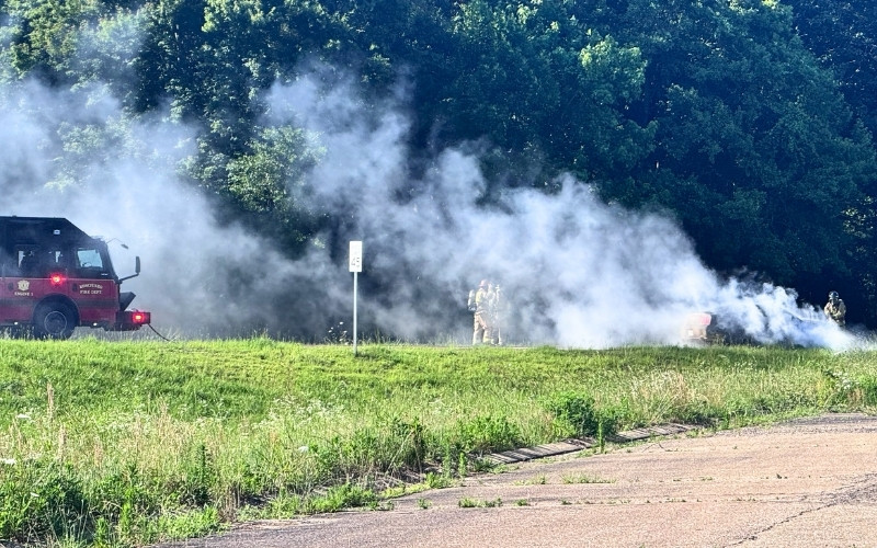 KFD firefighter car fire (1)