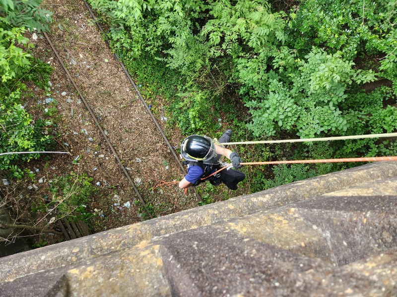 Chris Mosely rappelling