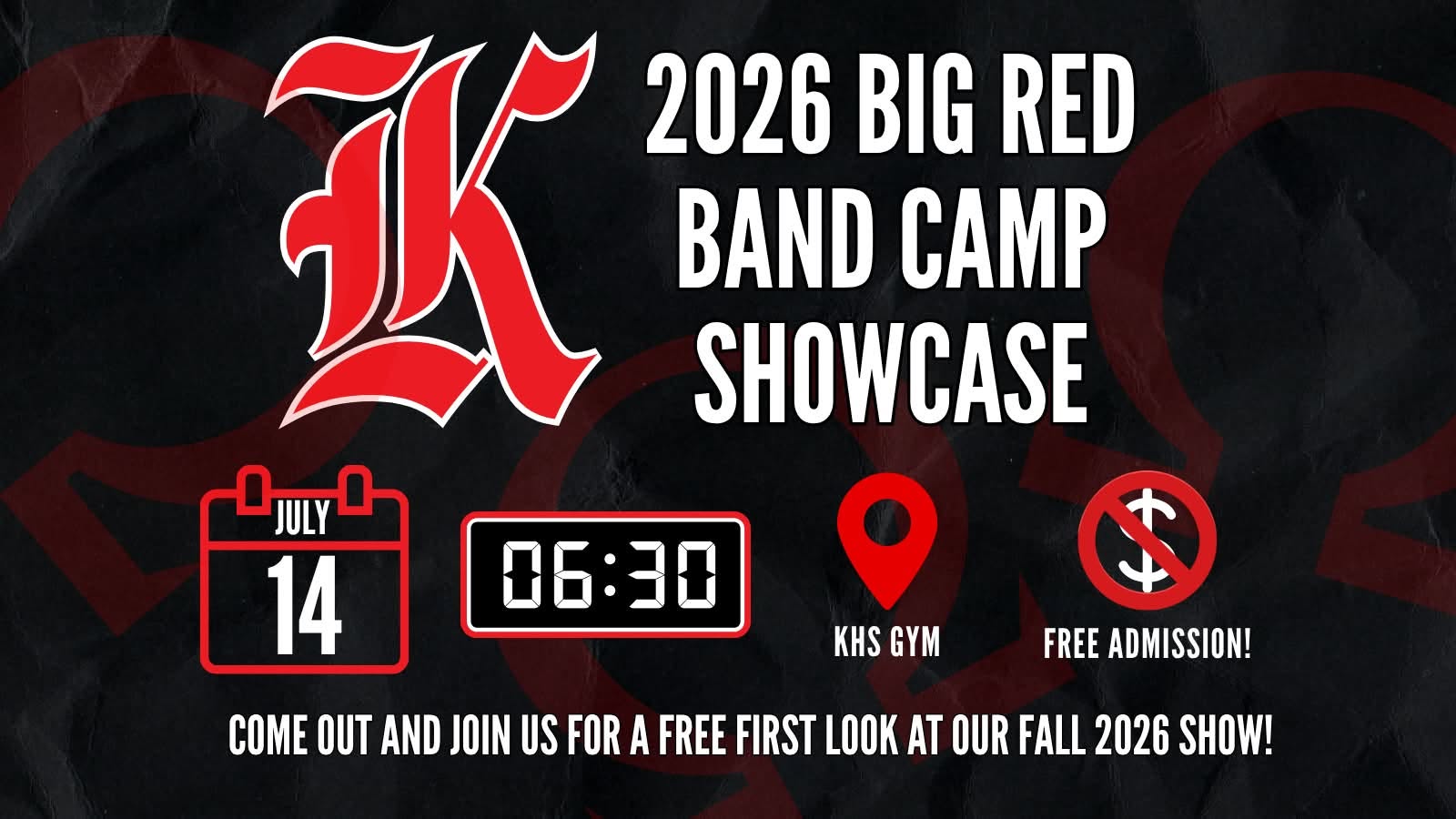 Update: Kosciusko Big Red Band showcase moved to KHS gym