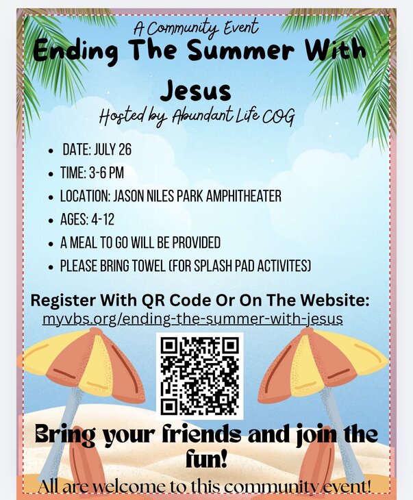 Local Youth Invited to “Ending The Summer With Jesus” Park Event July 26