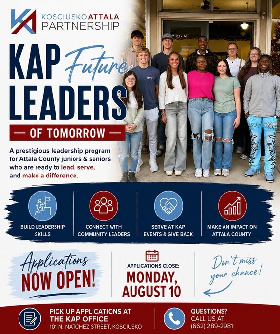 Applications Open for Kosciusko Attala Partnership Future Leaders of Tomorrow Program