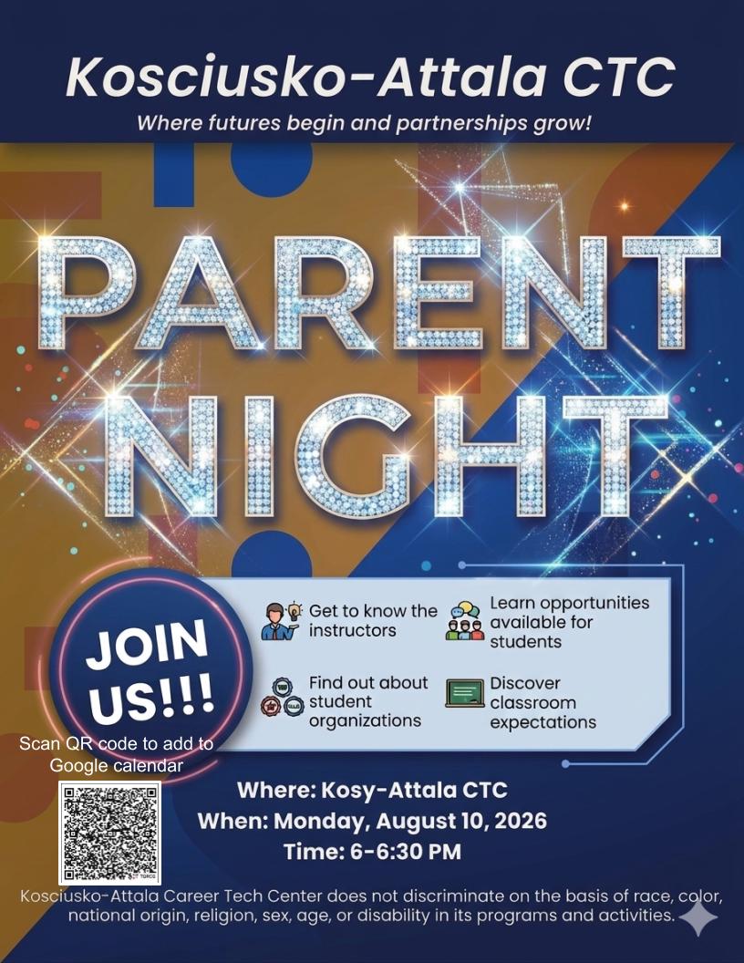Kosciusko-Attala Career-Tech Center to Host Annual Parent Night August 10