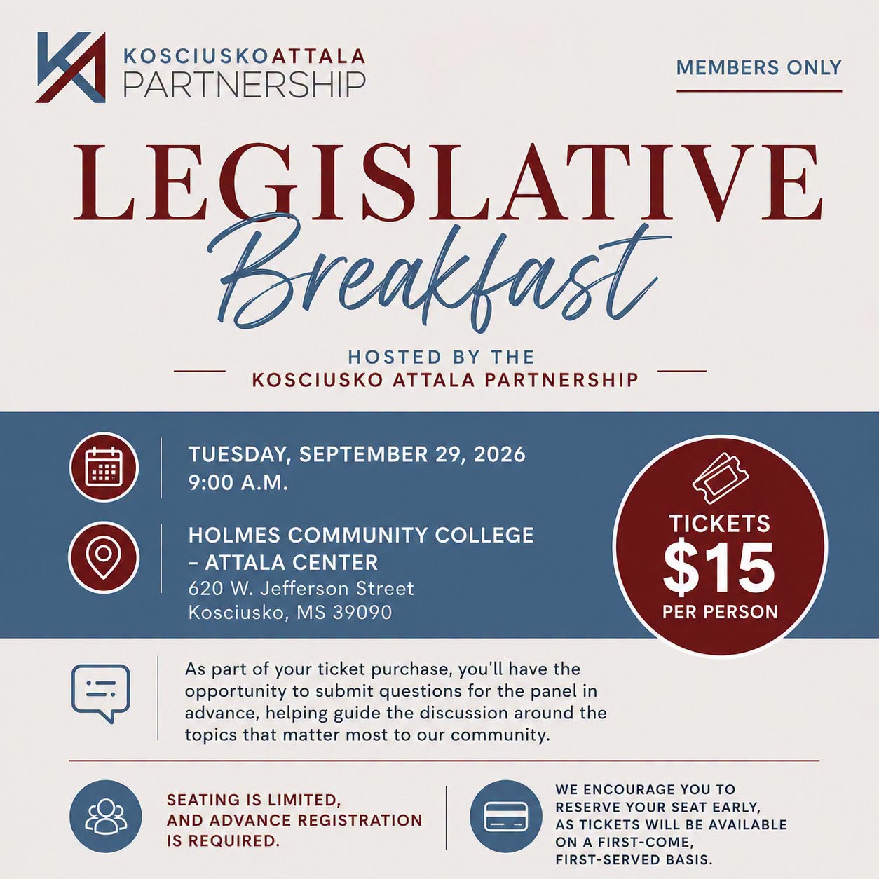 Kosciusko-Attala Partnership to host Legislative Breakfast